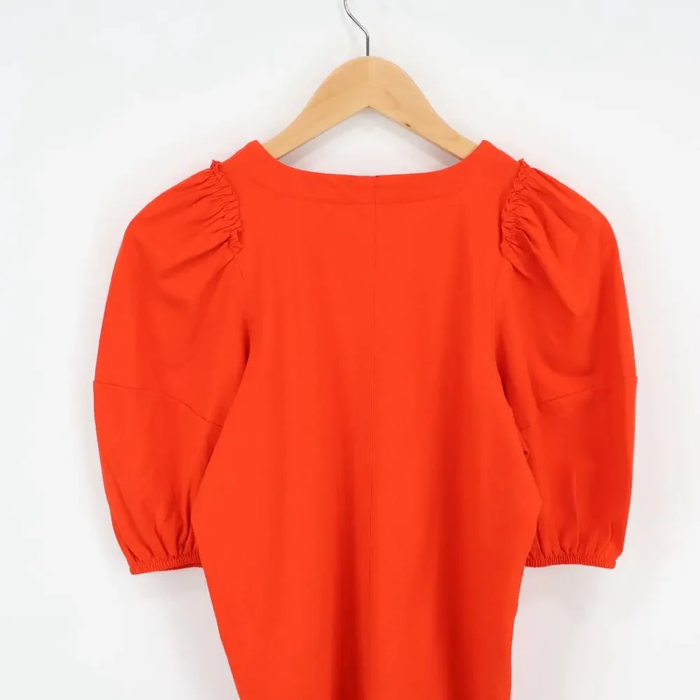 Madewell Puff Sleeve Cotton Tee Bright Flame Size XXS NWT